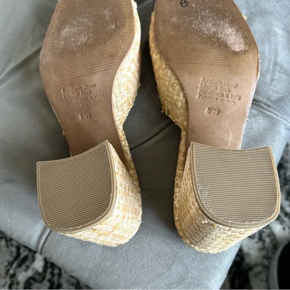 Jeffrey Campbell Melange Womens Woven Raffia Block Heel Sandal Mule Slide 8 - Picture 6 of 12